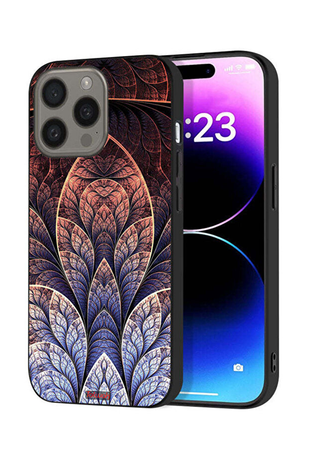 غطاء حماية لجهاز Apple iPhone 15 Pro Max بتصميم زهور كسورية تجريدية