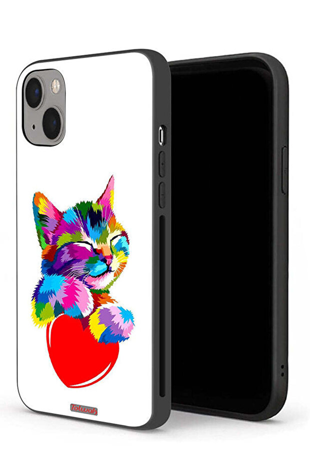 جراب حماية لجهاز Apple iPhone 13 mini بتصميم قطة ملونة