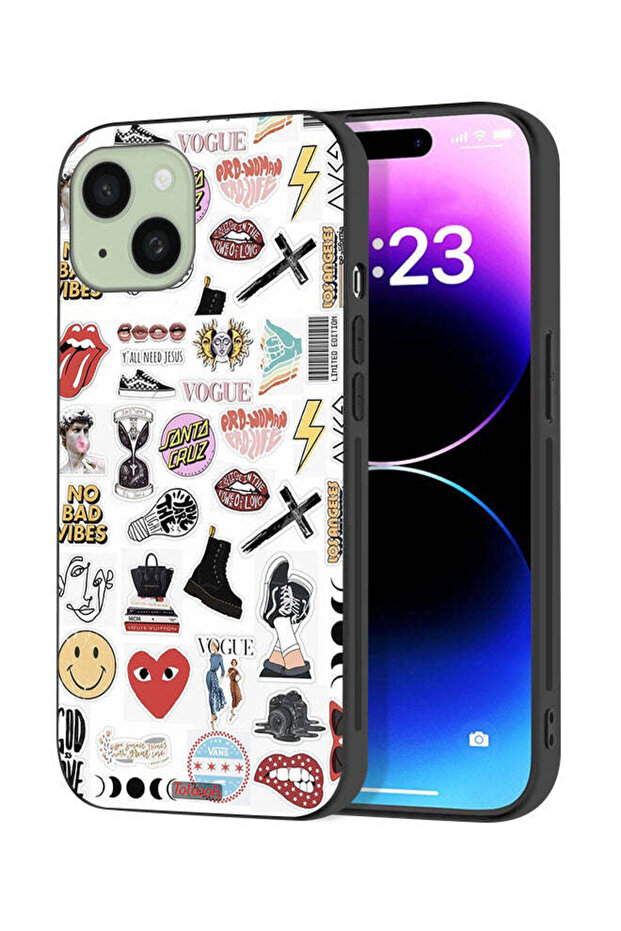 Apple iPhone 15 Plus Protective Case Cover No Bad Vibes Stickers