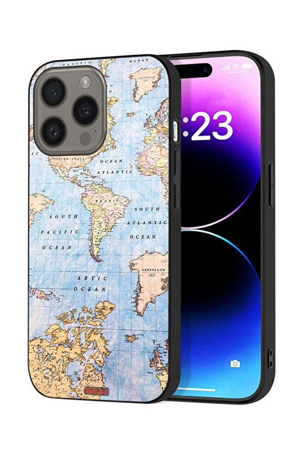 Apple iPhone 15 Pro Max Protective Case Cover World Map