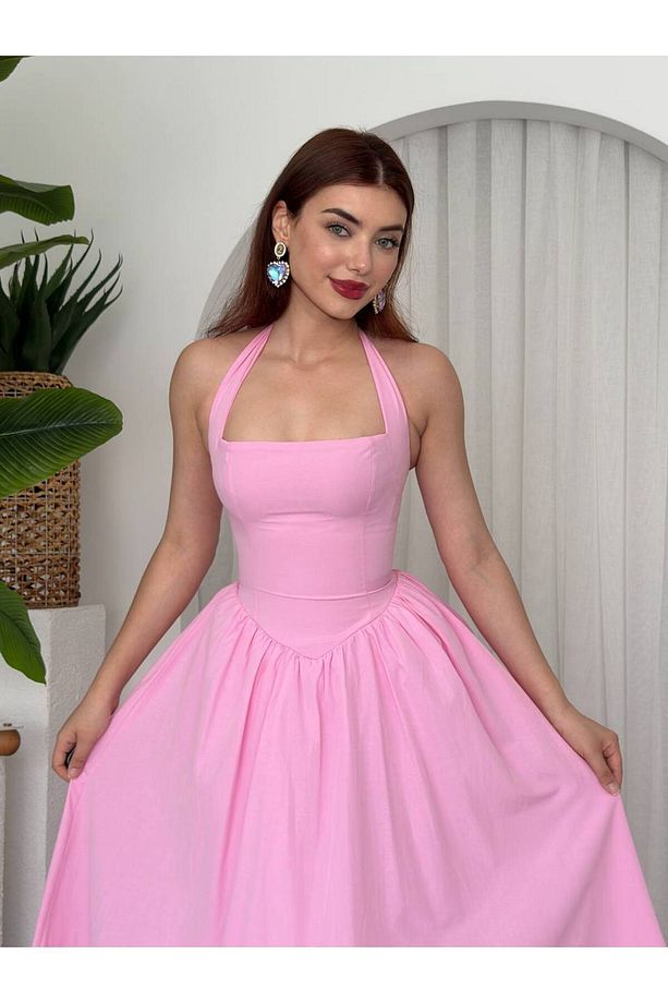 Fedro Poplin Uzun Elbise - 6