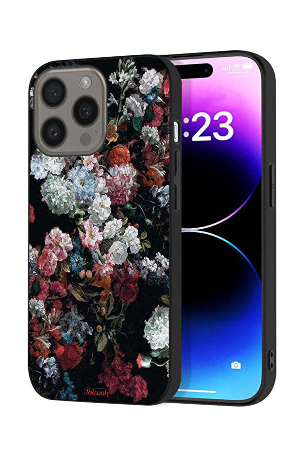 غطاء حماية لجهاز Apple iPhone 15 Pro Max بنقشة ورود عتيقة
