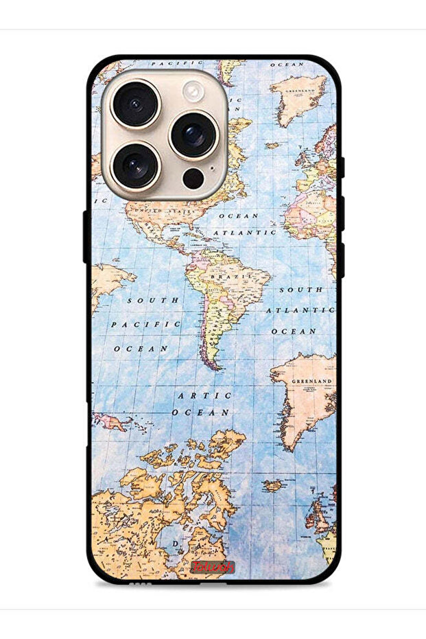 غطاء حماية لجهاز Apple iPhone 16 Pro Max بتصميم خريطة العالم