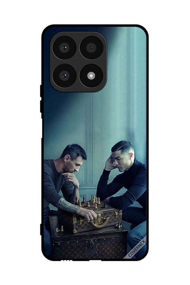 غطاء حماية لهاتف Honor X8a ميسي ضد رونالدو يلعبان الشطرنج