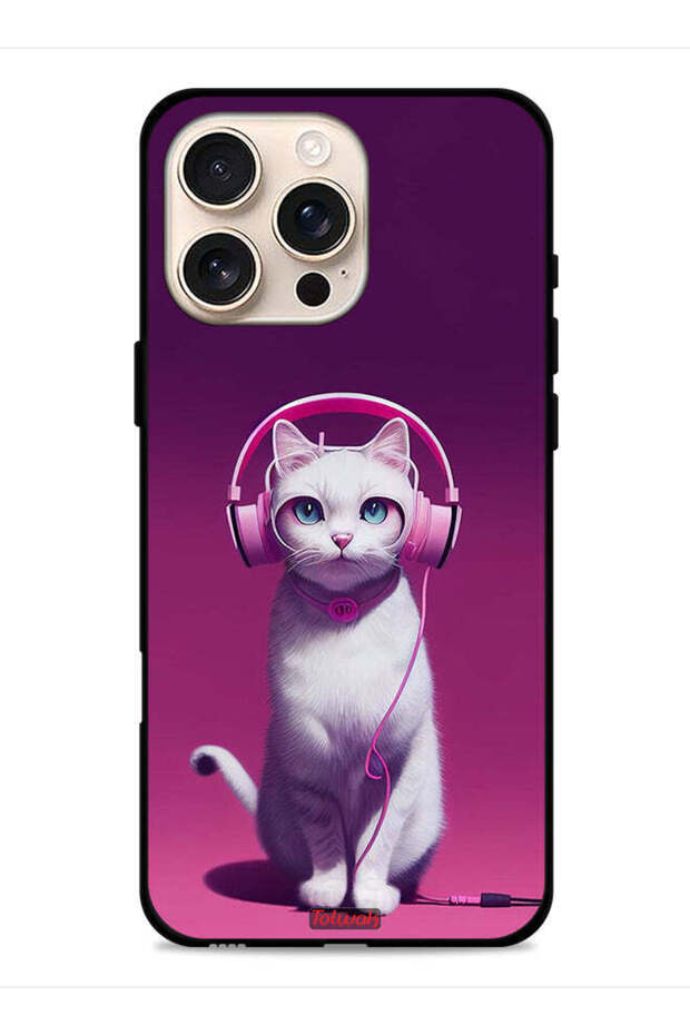 غطاء حماية لجهاز Apple iPhone 16 Pro Max بتصميم قطة لطيفة