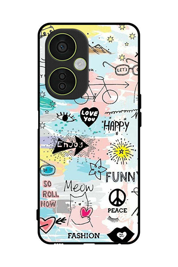 غطاء حماية لهاتف OnePlus Nord CE 3 Lite Doodle Meow Enjoy