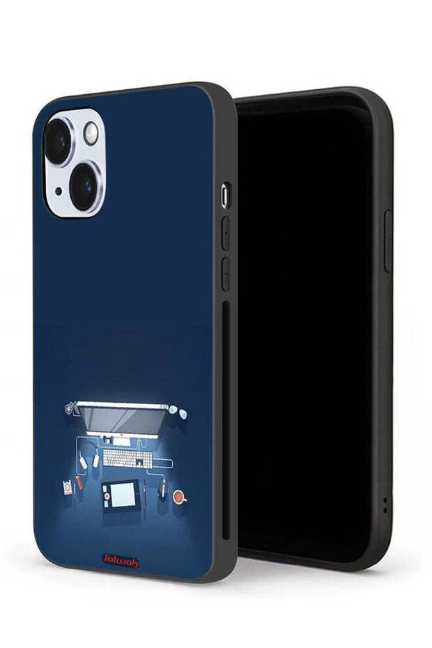 حافظة حماية لجهاز Apple iPhone 14 Plus بتصميم فني على شكل مكتب كمبيوتر