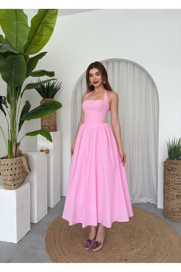 Fedro Poplin Uzun Elbise - 5