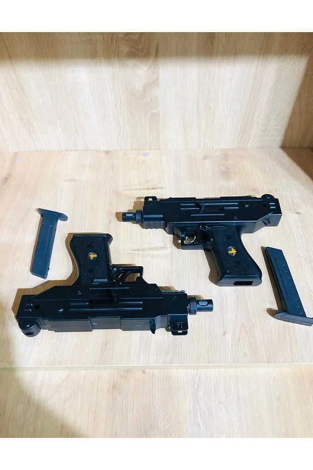 2 Adet Silah Boncuklu Uzi Silah Tabanca 42 Paket Mermi - 4