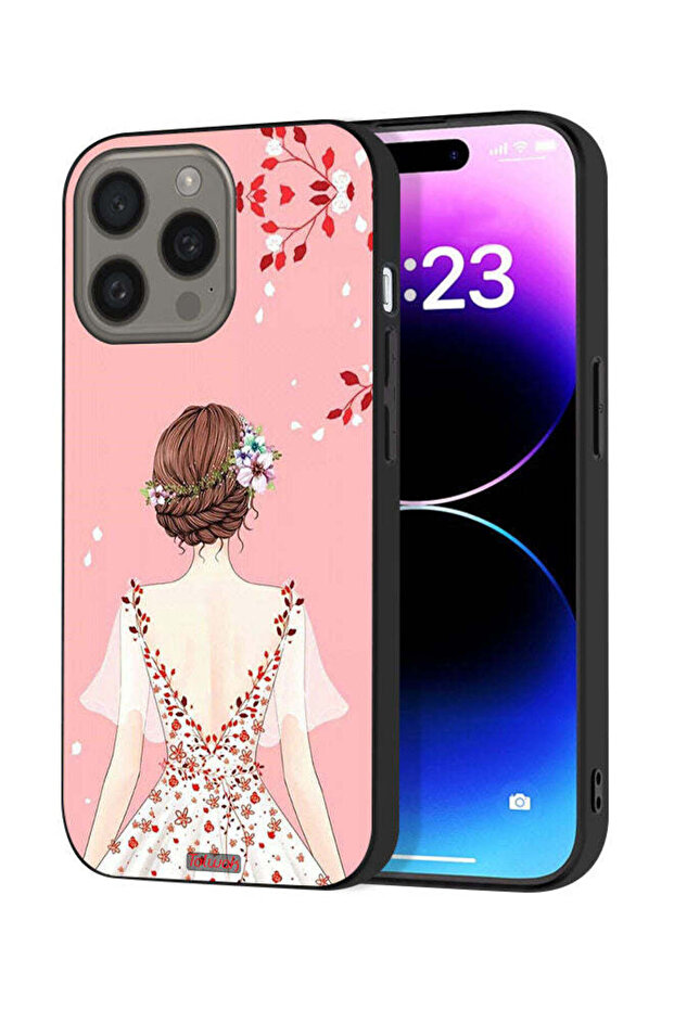 غطاء حماية لجهاز Apple iPhone 15 Pro Max بتصميم فتاة واقفة
