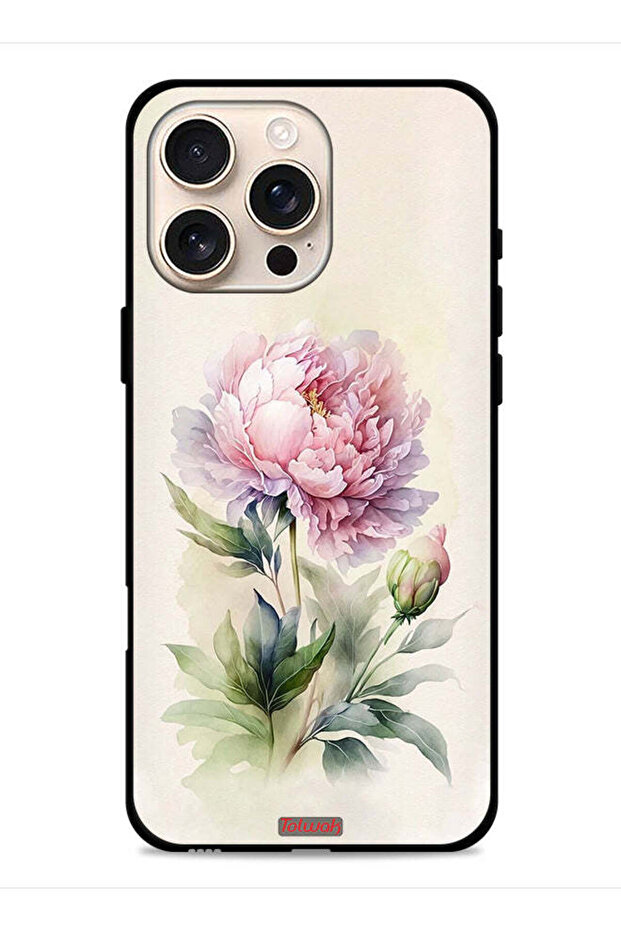 غطاء حماية لجهاز Apple iPhone 16 Pro Max بتصميم فني بألوان مائية وردية