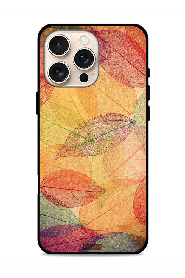 غطاء حماية لجهاز Apple iPhone 16 Pro Max برسومات أوراق تجريدية فنية رقمية