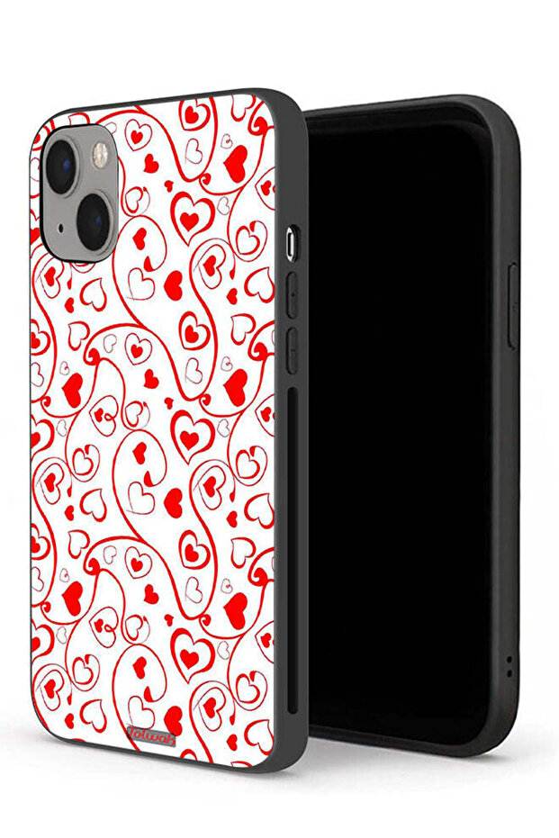 جراب حماية لجهاز Apple iPhone 13 بنقشة قلوب - 1