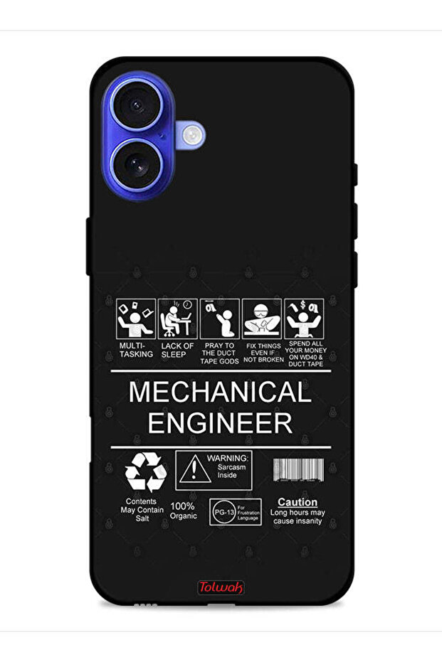غطاء حماية لجهاز Apple iPhone 16 Plus، ملصق مهندس ميكانيكي