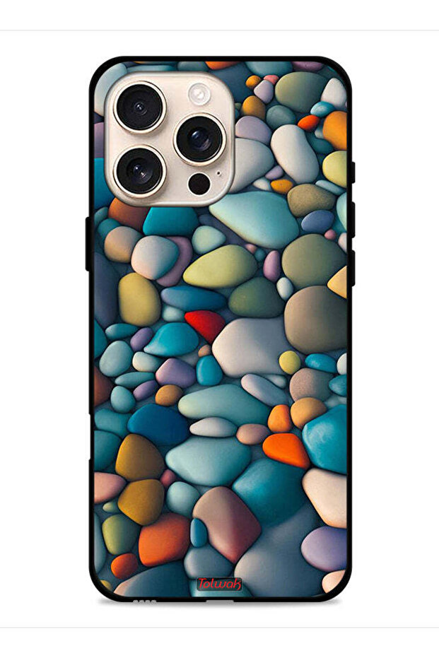 غطاء حماية لجهاز Apple iPhone 16 Pro Max بنمط تجريدي من الأحجار