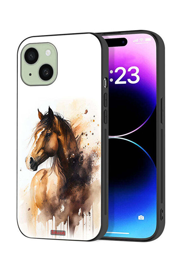 Apple iPhone 15 Plus Protective Case Cover Horse Abstract Art
