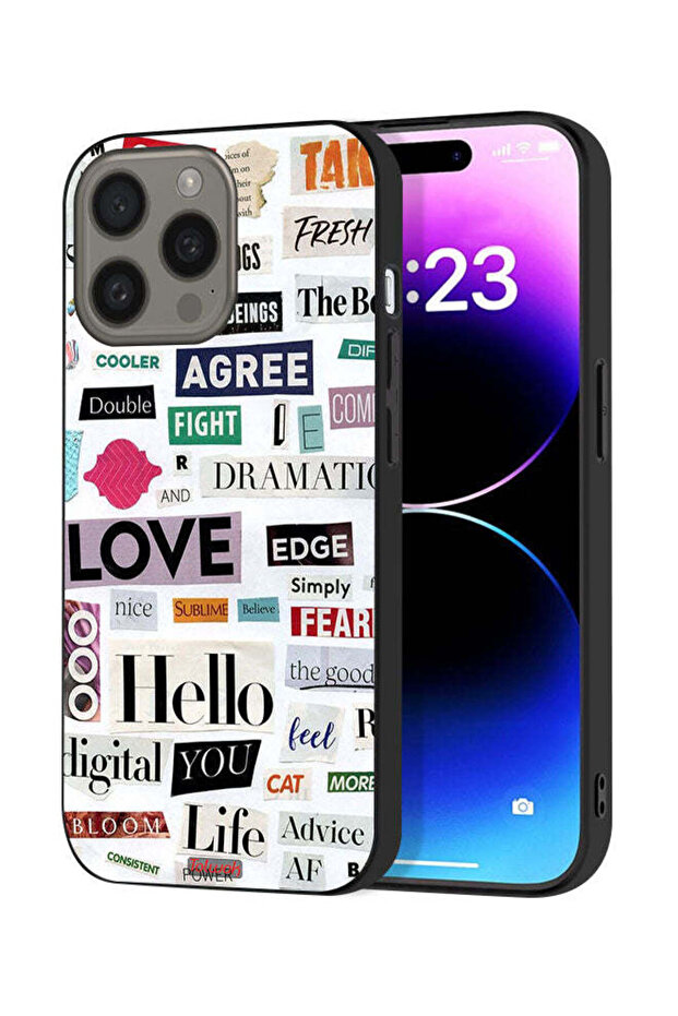 غطاء حماية لجهاز Apple iPhone 15 Pro Max بملصقات اقتباسات قصيرة
