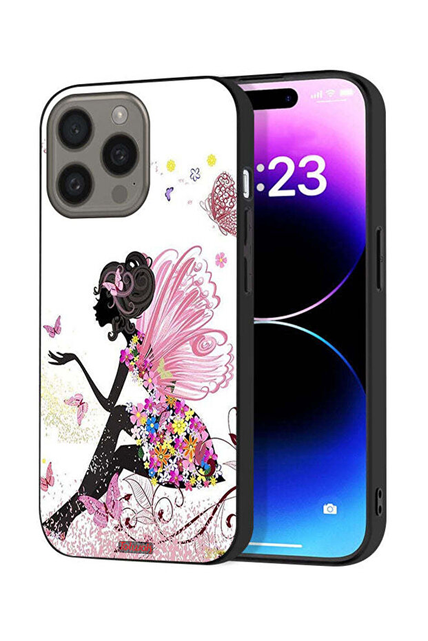 غطاء حماية لجهاز Apple iPhone 15 Pro Max بتصميم فتاة الفراشة