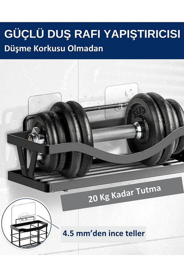 Güçlü Kendinden Yapışkanlı Kancalar Köşe Rafı Banyo Rafı Duş Rafı Kancası, Su Geçirmez Askı 10 ADET - 3