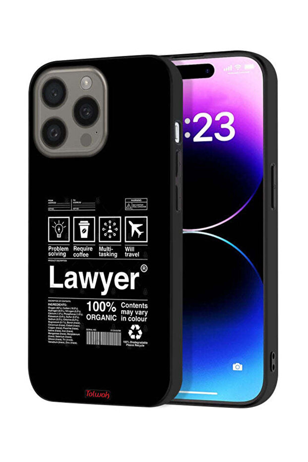 غطاء حماية لجهاز Apple iPhone 15 Pro Max بملصق محامٍ