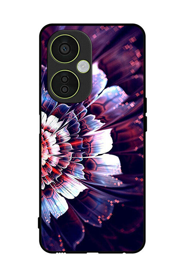 غطاء حماية لهاتف OnePlus Nord CE 3 Lite مع زهرة كبيرة منعكسة على الجانب الأيسر