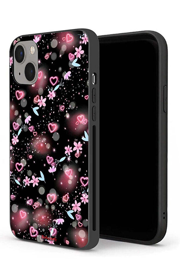 جراب حماية لجهاز Apple iPhone 13 mini برسومات قلوب وزهور صغيرة