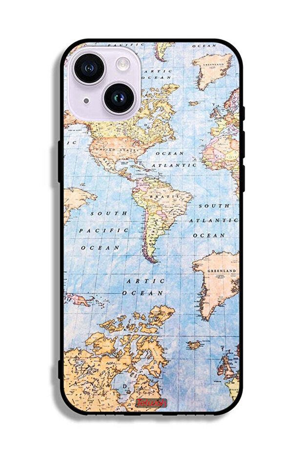 جراب حماية لجهاز Apple iPhone 14 بتصميم خريطة العالم - 2
