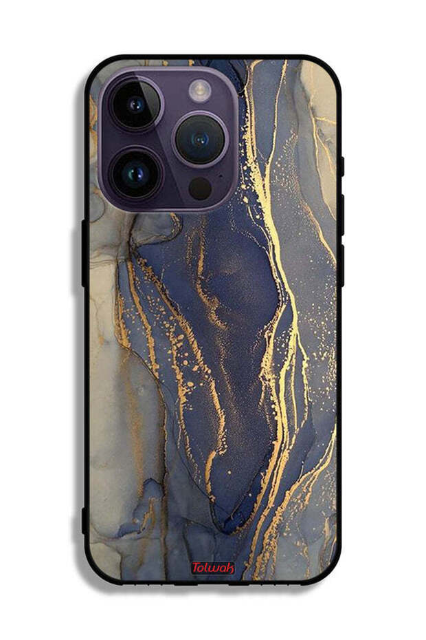 Apple iPhone 14 Pro Protective Case Gliter Marble Pattern - 2