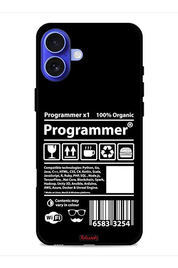 غطاء حماية لجهاز Apple iPhone 16 مع ملصق مبرمج - 1