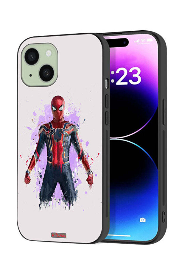 غطاء حماية لجهاز Apple iPhone 15 Plus بتصميم العنكبوت الحديدي