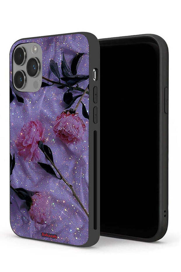 غطاء حماية لجهاز Apple iPhone 14 Pro Max بنقشة ورود لامعة