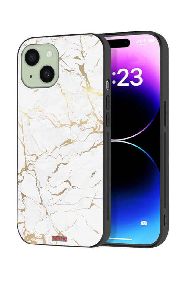 غطاء حماية لجهاز Apple iPhone 15 Plus بنمط رخامي - 1