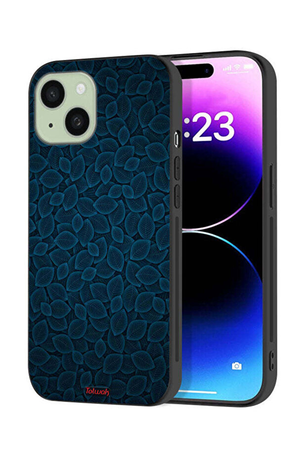Apple iPhone 15 Plus Protective Case Cover Digital Art Leaves Pattern