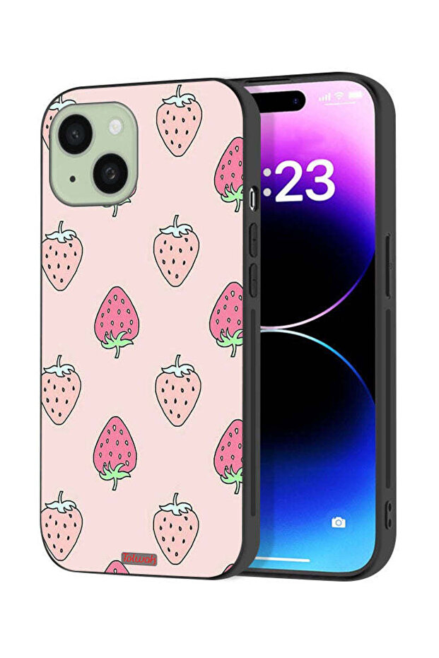 غطاء حماية لجهاز Apple iPhone 15 Plus بتصميم أيقونة الفراولة
