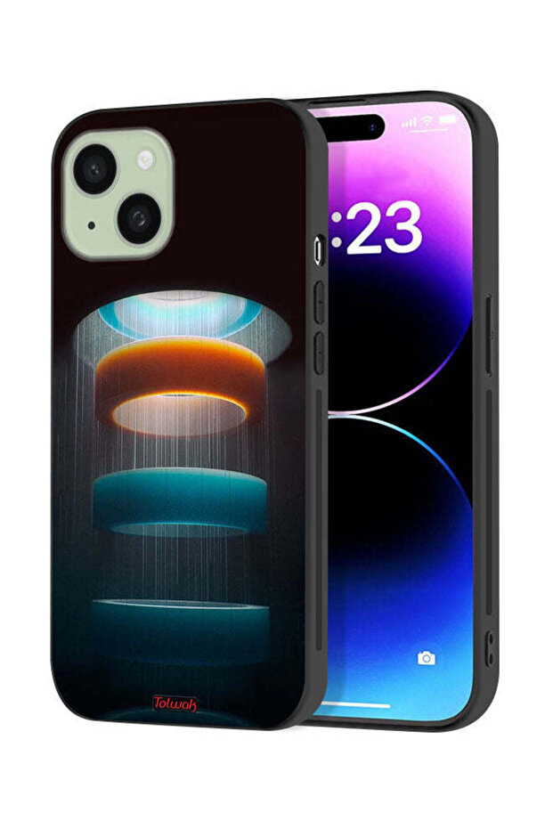 Apple iPhone 15 Plus Protective Case Cover Rings Art Pattern