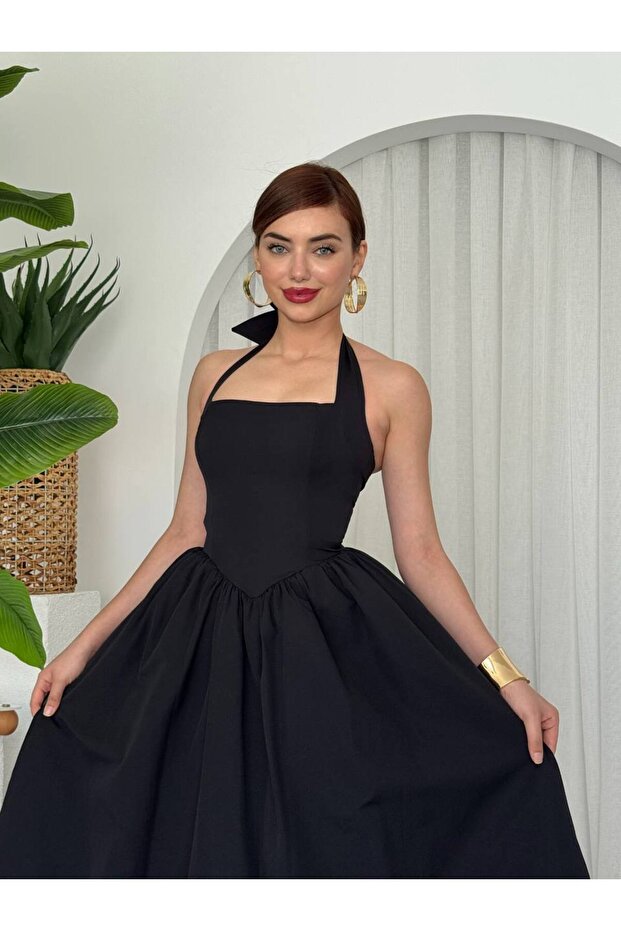 Fedro Poplin Uzun Elbise - 4