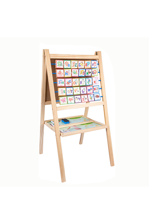 - Kids Double Sided Magnetic Wooden Easel Board with Alphabet Characters