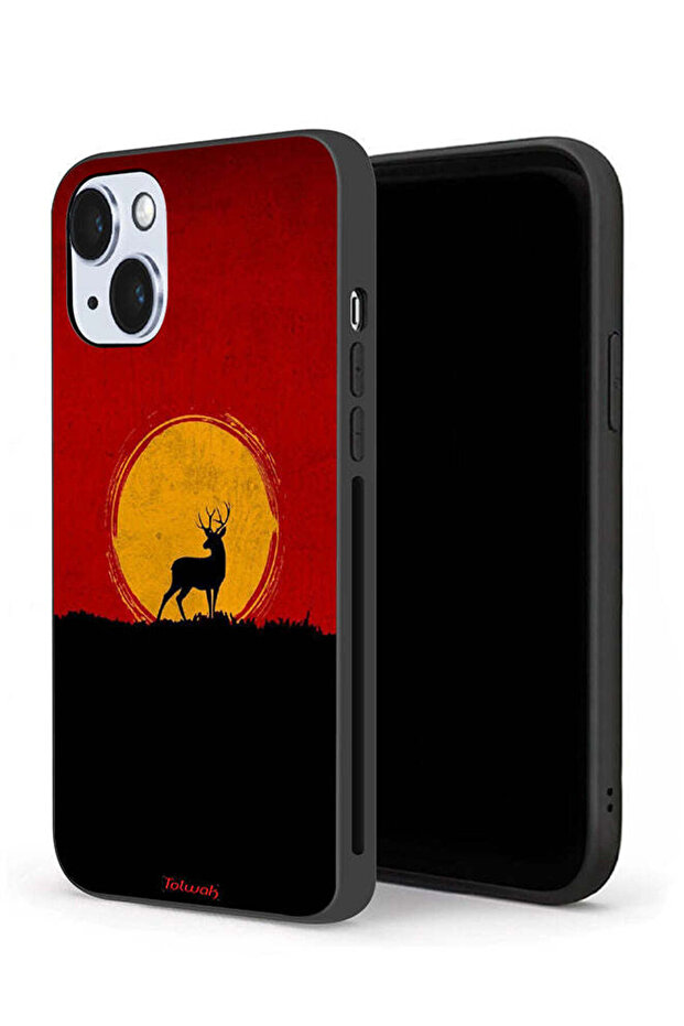 جراب حماية لجهاز Apple iPhone 14 Plus بتصميم غزال وقمر