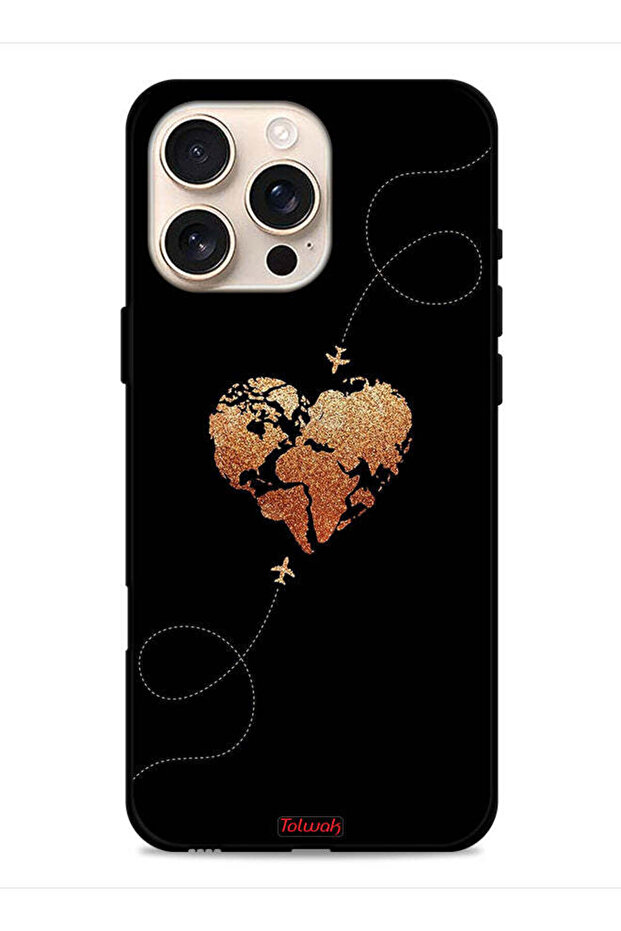 غطاء حماية لجهاز Apple iPhone 16 Pro Max برسومات طائرات تلامس القلب