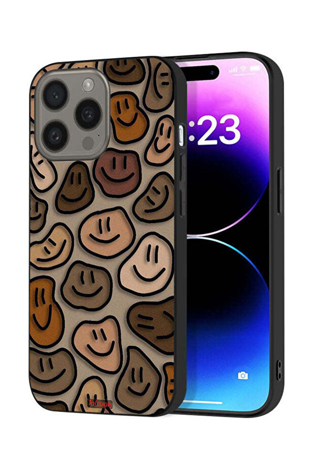 غطاء حماية لجهاز Apple iPhone 15 Pro Max برسومات وجوه مبتسمة