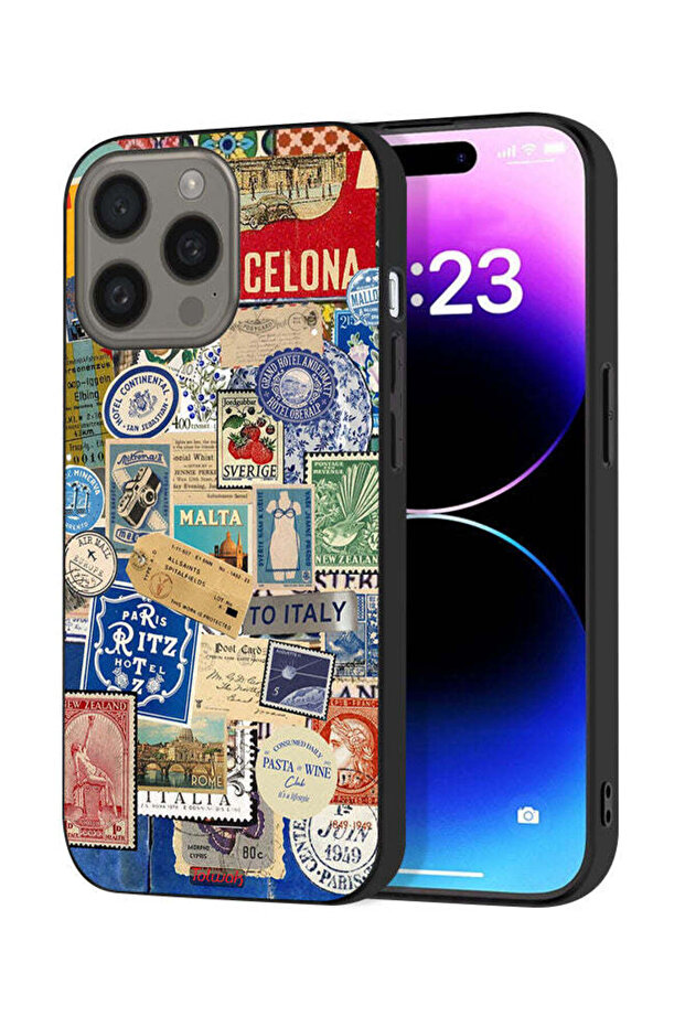 غطاء حماية لجهاز Apple iPhone 15 Pro Max بملصقات لمدن مختلفة