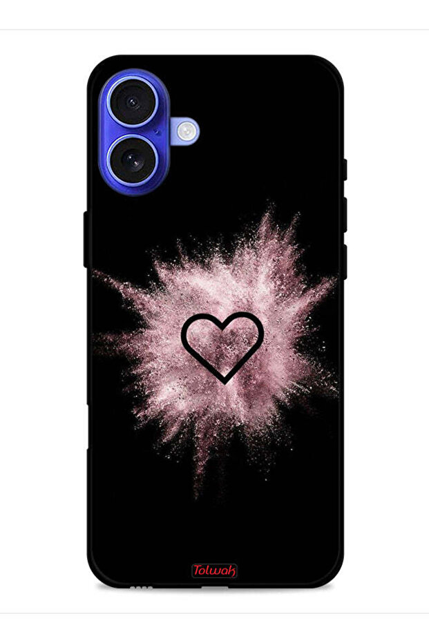 غطاء حماية لجهاز Apple iPhone 16 Plus بتصميم قلب لامع