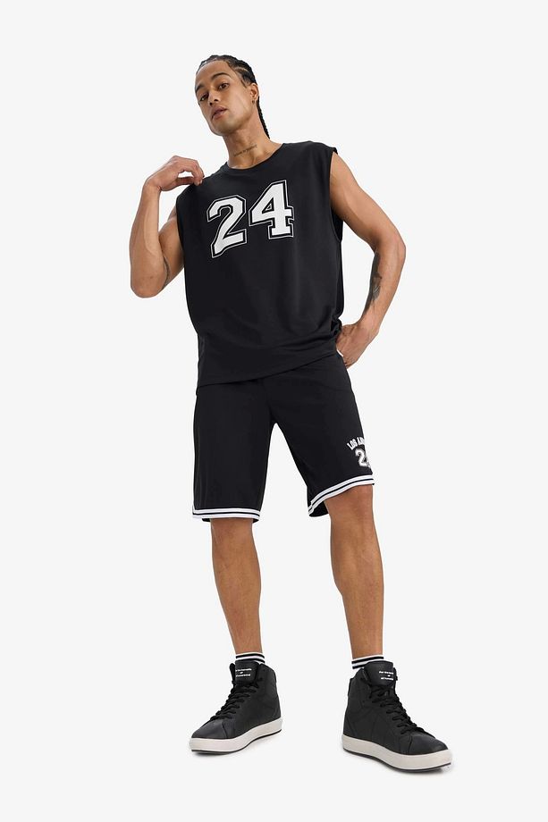 A1694 Siyah DeFactoFit Hızlı Kuruyan Standart Fit Sporcu Kısa Paça Ağır Kumaş Şort - 4
