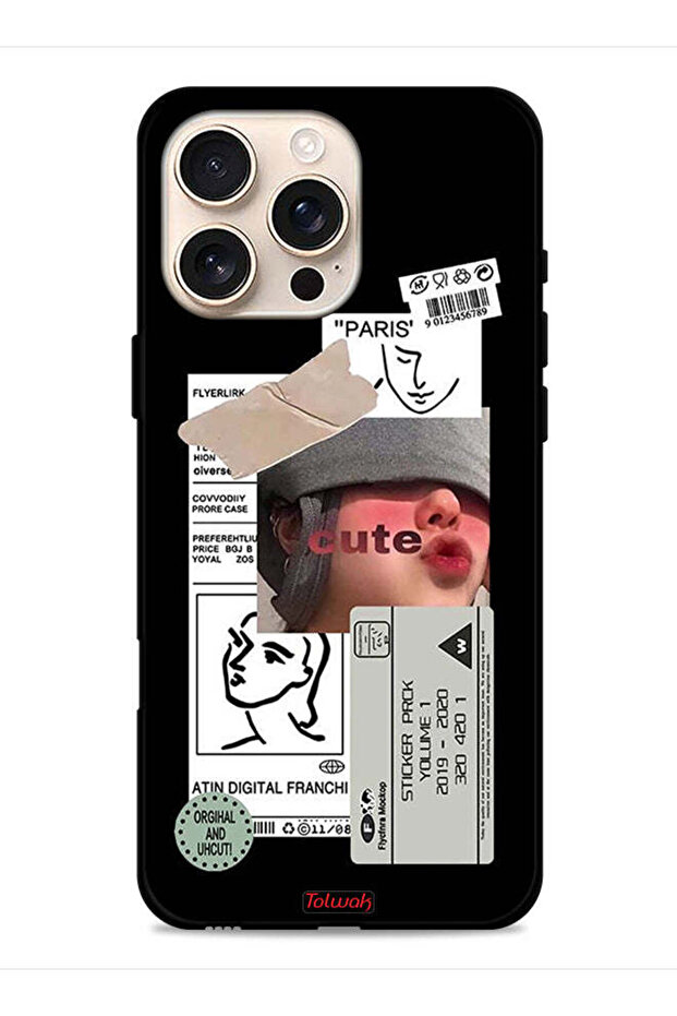 غطاء حماية لجهاز Apple iPhone 16 Pro Max بملصق لطيف