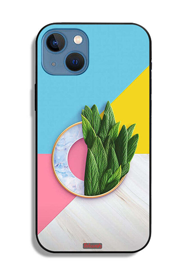 جراب حماية لجهاز Apple iPhone 13 بنمط أوراق تجريدية - 2