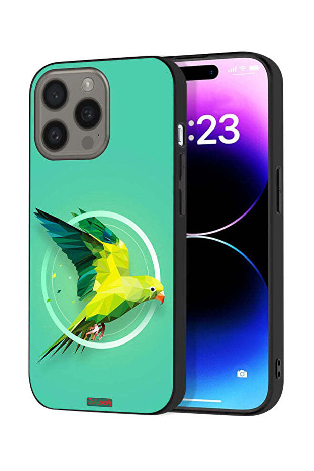 غطاء حماية لجهاز Apple iPhone 15 Pro Max بتصميم فن تجريدي ببغاء