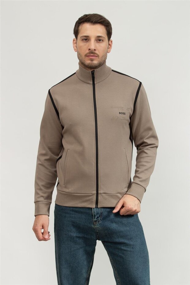 Erkek Fermuarlı Sweatshirt - 1