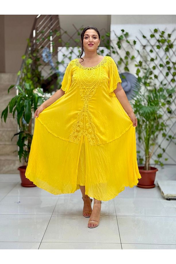 VL1420 Hürrem Vual Elbise Sarı - 3