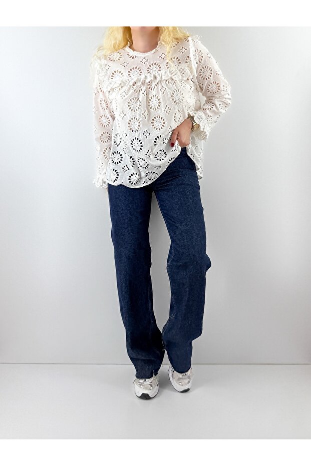 White Ruffle Festoon Blouse - 2