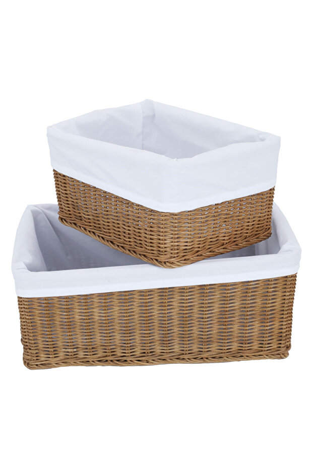 Al Saif Gallery Rectangular Wicker Serving Basket, 30x23x15 cm - Dark Brown